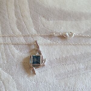 925 Silver Necklace Blue Topaz Necklace